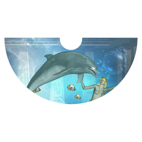 Underwater, dolphin with mermaid Sleeveless Ice Skater Dress (D19)
