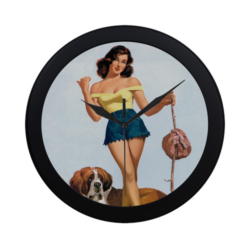 Retro Vintage Pin-up girls Circular Plastic Wall clock