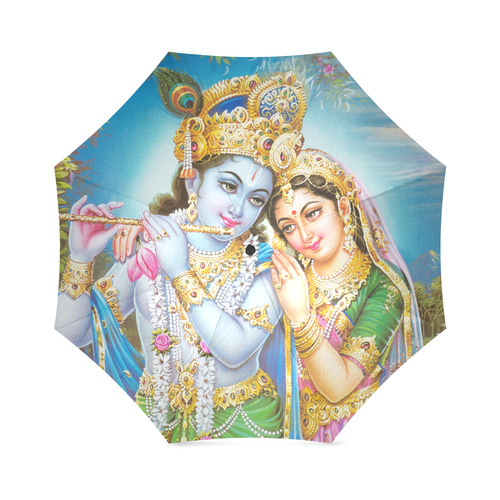 Krishna Radha Beautiful Hindu Landscape Foldable Umbrella (Model U01)