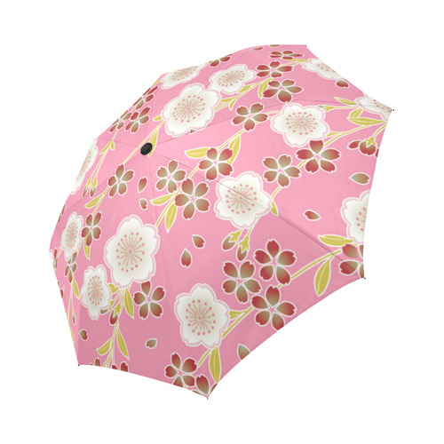White Sakura Japanese Kimono Pattern Auto-Foldable Umbrella (Model U04)