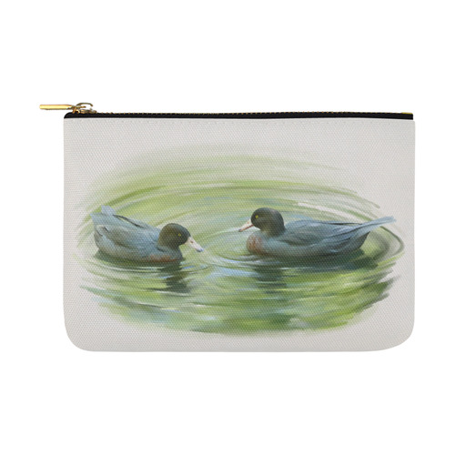 Blue Ducks in Pond, watercolors Carry-All Pouch 12.5''x8.5''