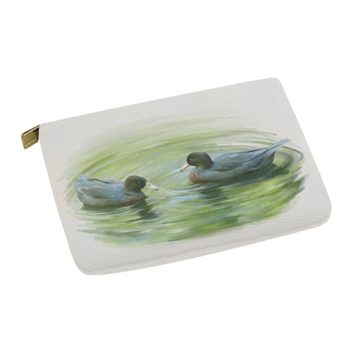 Blue Ducks in Pond, watercolors Carry-All Pouch 12.5''x8.5''