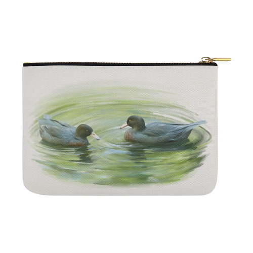 Blue Ducks in Pond, watercolors Carry-All Pouch 12.5''x8.5''