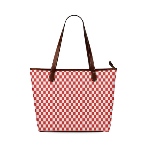 Bright Red Gingham Shoulder Tote Bag (Model 1646)