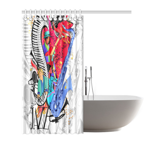 Colorful Jazz Music Art Shower Curtain 72"x72"