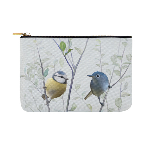 2 Cute Birds in Tree - watercolor Carry-All Pouch 12.5''x8.5''