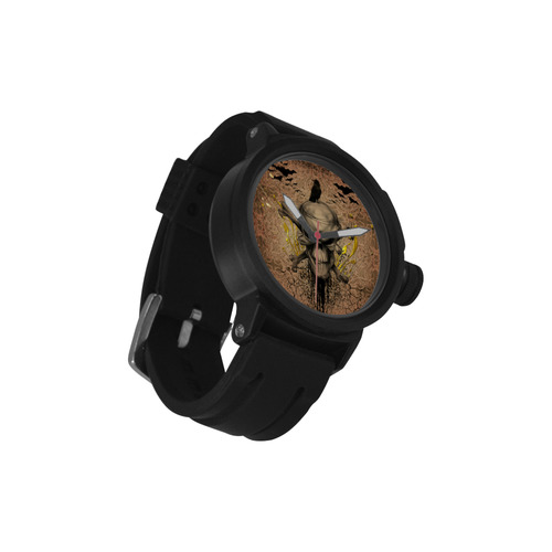 The scary skull with crow Men's Sports Watch(Model 309)
