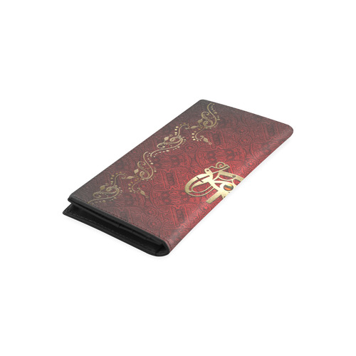 The all seeing eye in gold and red Women's Leather Wallet (Model 1611)