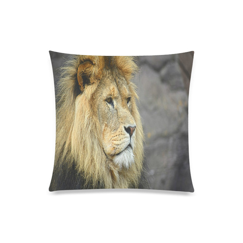 Majestic Lion Custom Zippered Pillow Case 20"x20"(Twin Sides)