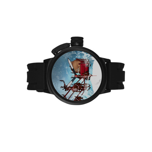 Christmas, funny skeleton with reindeer Men's Sports Watch(Model 309)