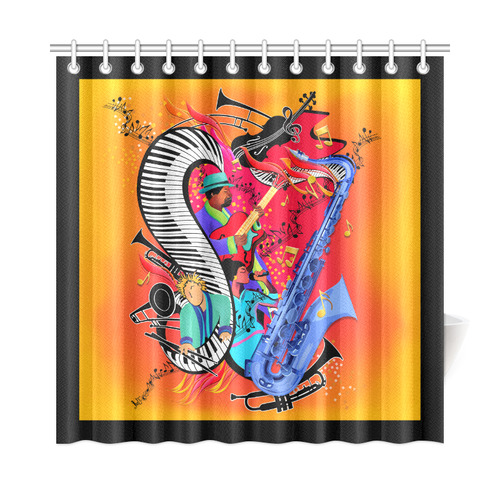 Red Hot Jazz Music Art Shower Curtain 72"x72"