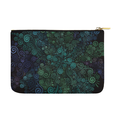 3D Turquoise Psychedelic Rose Carry-All Pouch 12.5''x8.5''