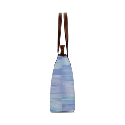 Aqua Blue Paint Strokes Shoulder Tote Bag (Model 1646)