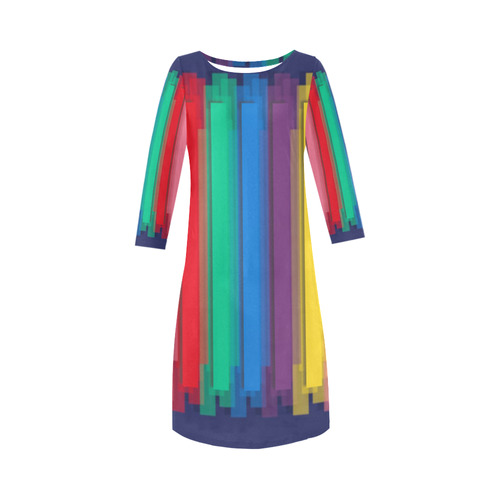 Colorful statement Round Collar Dress (D22)