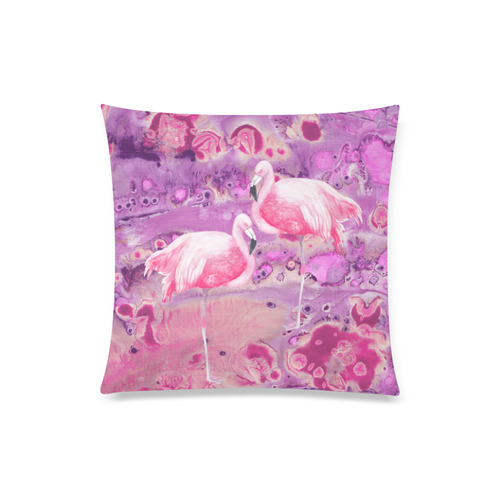 Flamingos Batik Paint Background Pink Violet Custom Zippered Pillow Case 20"x20"(Twin Sides)