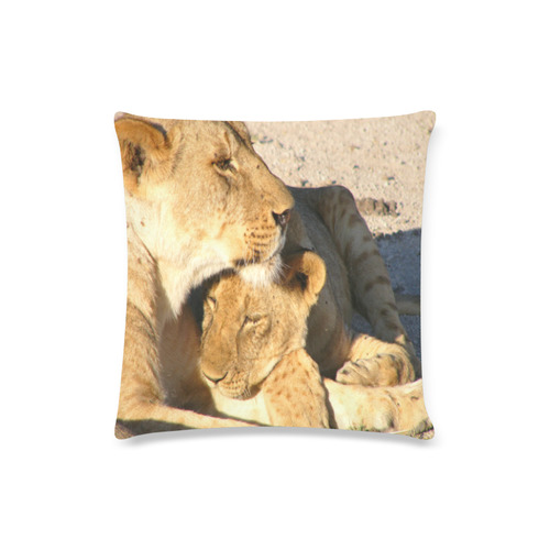 Lion And Cub Love Custom Zippered Pillow Case 16"x16"(Twin Sides)