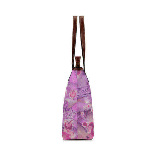 Flamingos Batik Paint Background Pink Violet Shoulder Tote Bag (Model 1646)