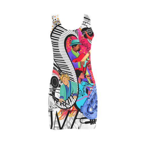 Sexy Music Print Hot Jazz Art by Juleez Medea Vest Dress (Model D06)
