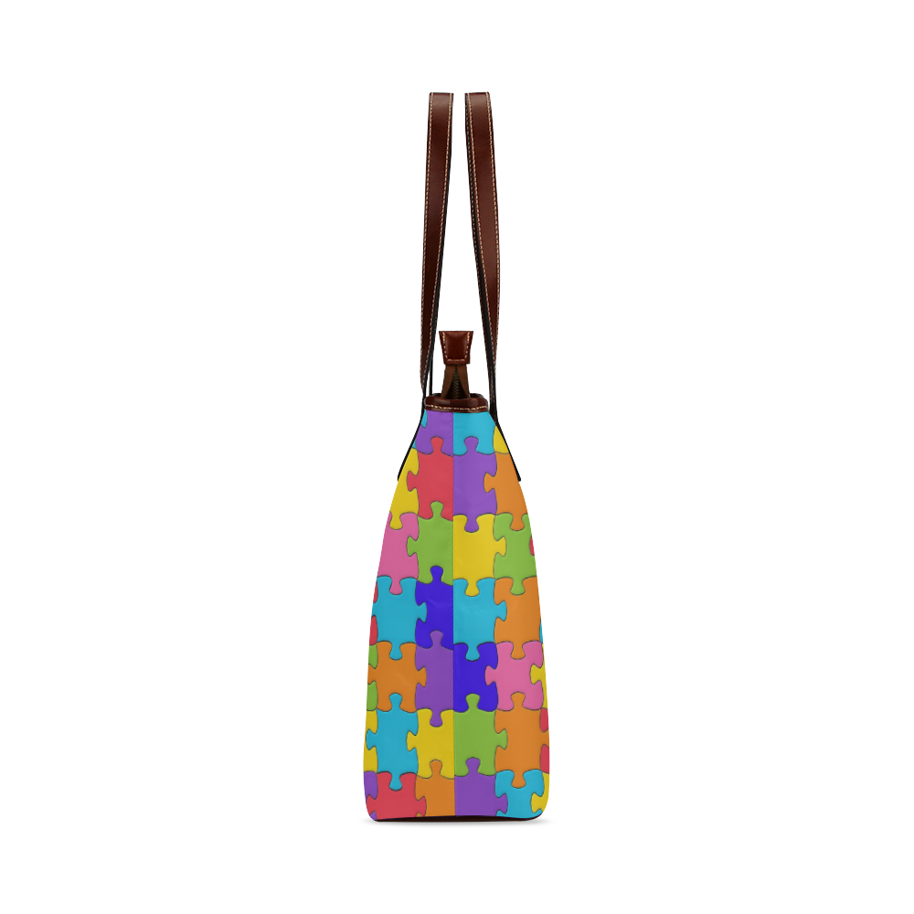 Multicolored Jigsaw Puzzle Shoulder Tote Bag (Model 1646) | ID: D1120484