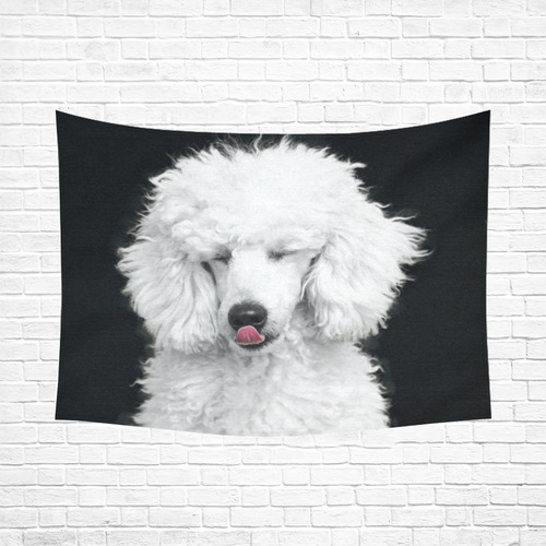 Silly White Poodle Cotton Linen Wall Tapestry 80"x 60"