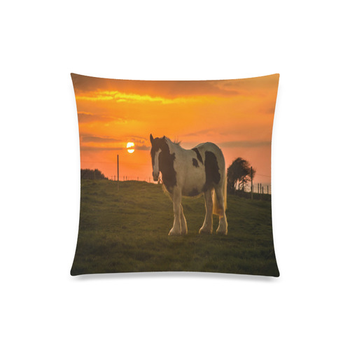 Sunset Horse Custom Zippered Pillow Case 20"x20"(Twin Sides)