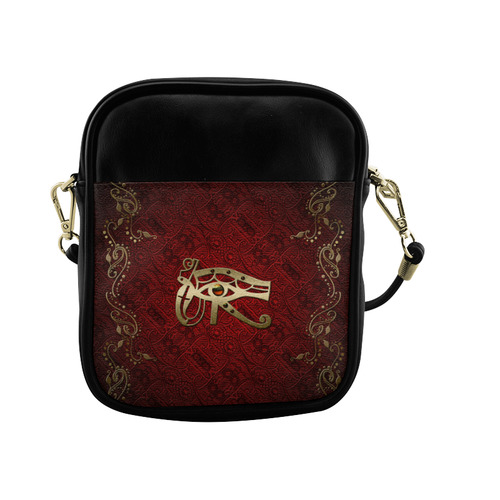 The all seeing eye in gold and red Sling Bag (Model 1627)