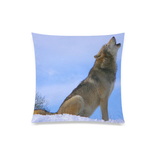 Howling Winter Wolf Custom Zippered Pillow Case 20"x20"(Twin Sides)