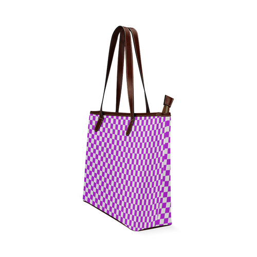 Bright Purple Gingham Shoulder Tote Bag (Model 1646)