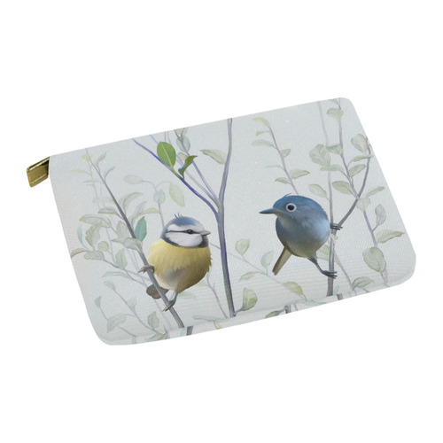 2 Cute Birds in Tree - watercolor Carry-All Pouch 12.5''x8.5''