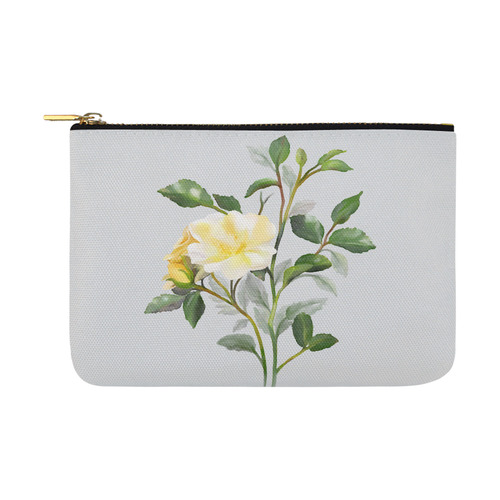 Yellow Rose on light blue w sign. Carry-All Pouch 12.5''x8.5''