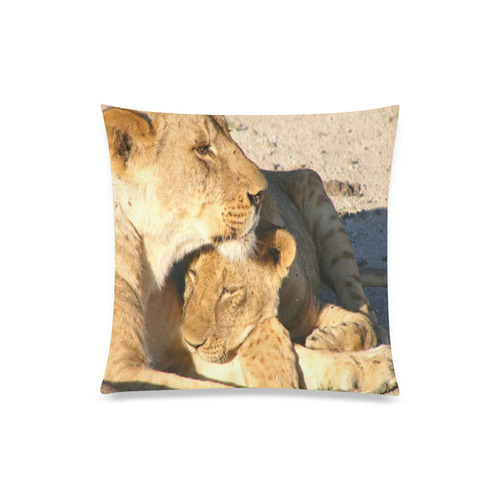 Lion And Cub Love Custom Zippered Pillow Case 20"x20"(Twin Sides)