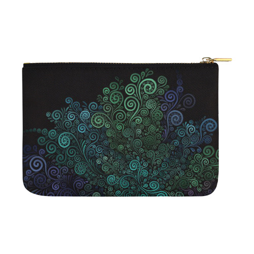 3D Turquoise Psychedelic Rose Carry-All Pouch 12.5''x8.5''