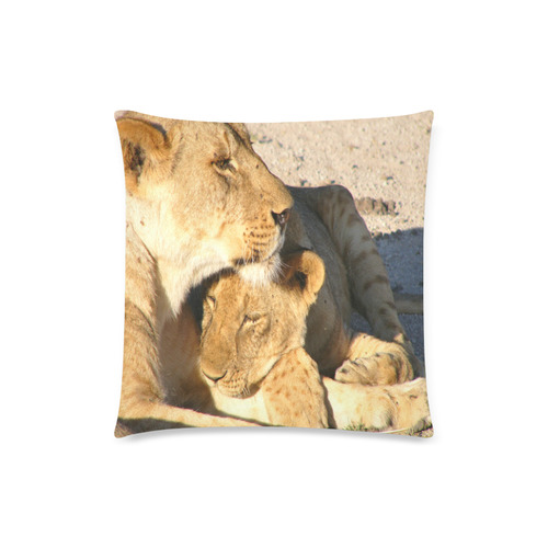 Lion And Cub Love Custom Zippered Pillow Case 18"x18"(Twin Sides)