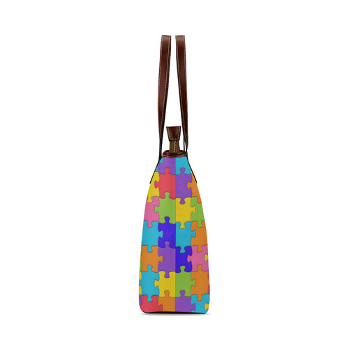 Multicolored Jigsaw Puzzle Shoulder Tote Bag (Model 1646)