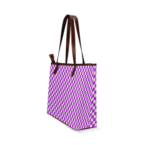 Bright Purple Gingham Shoulder Tote Bag (Model 1646)