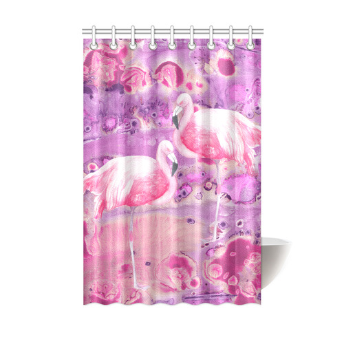 Flamingos Batik Paint Background Pink Violet Shower Curtain 48"x72"