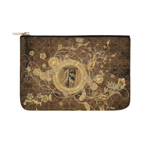 Awesome skull on a button Carry-All Pouch 12.5''x8.5''