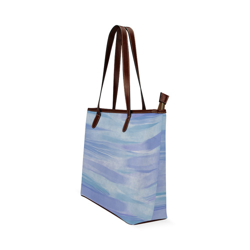 Aqua Blue Paint Strokes Shoulder Tote Bag (Model 1646)