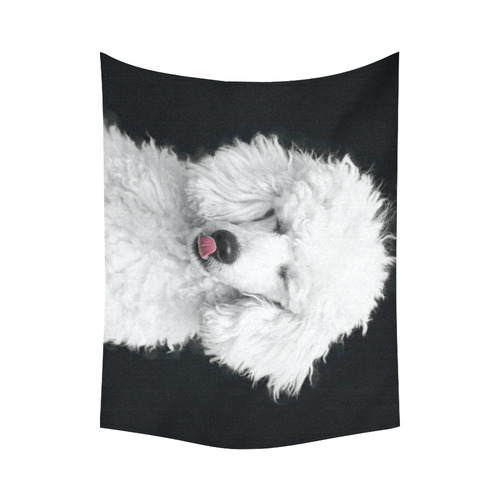 Silly White Poodle Cotton Linen Wall Tapestry 80"x 60"