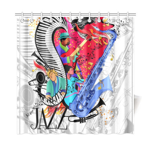 Colorful Jazz Music Art Shower Curtain 72"x72"