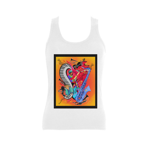 Red Hot Jazz Colorful Music Women's Shoulder-Free Tank Top (Model T35)