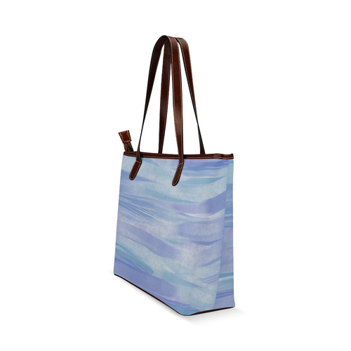 Aqua Blue Paint Strokes Shoulder Tote Bag (Model 1646)