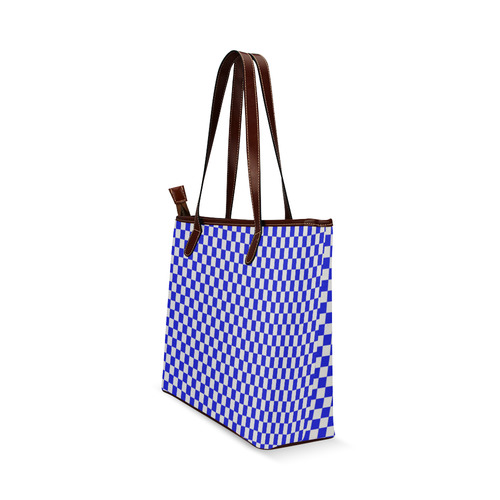 Bright Blue Gingham Shoulder Tote Bag (Model 1646)