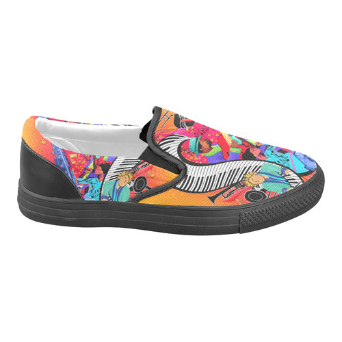 I Love Jazz Music Art Print Shoes by Juleez Slip-on Canvas Shoes for Men/Large Size (Model 019)