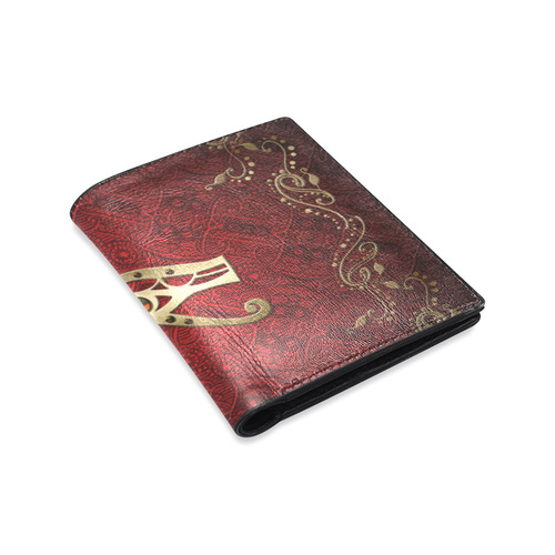 The all seeing eye in gold and red Men's Leather Wallet (Model 1612)