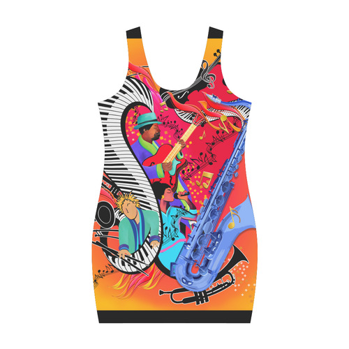 Womens Best Dress Hot Jazz Music Art By Juleez Medea Vest Dress (Model D06)