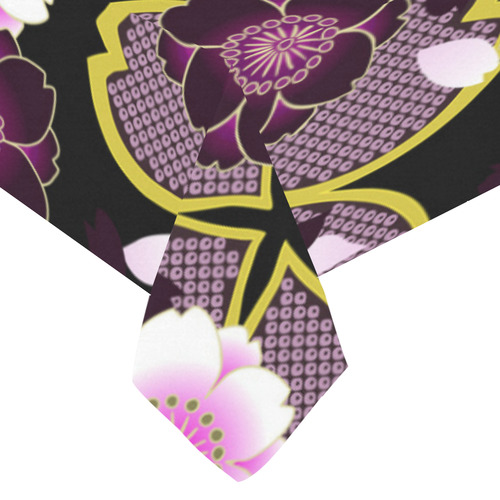 Pink Sakura Japanese Floral Kimono Cotton Linen Tablecloth 60"x 104"