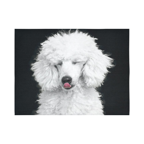 Silly White Poodle Cotton Linen Wall Tapestry 80"x 60"