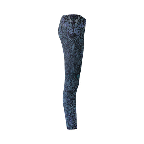 3D ornaments, psychedelic blue Cassandra Women's Leggings (Model L01)
