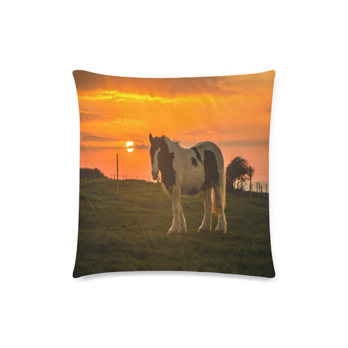Sunset Horse Custom Zippered Pillow Case 18"x18"(Twin Sides)